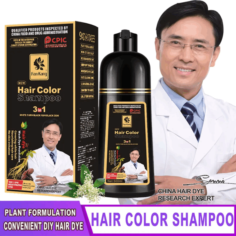 3 In 1 Instant Coloring Shampoo Natural Black Color for Men Women - Image 2