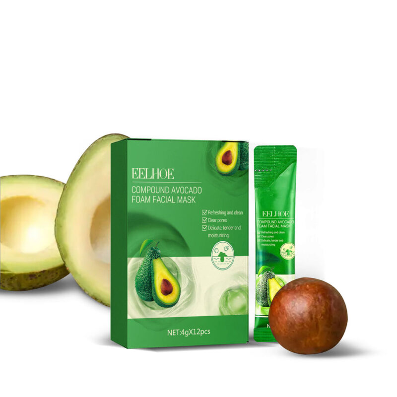 Oem Custom Logo 4g*12pcs Moisturizing Pore Cleaning Avocado Foam Face Sheet Mask Full Face Mask Facial Mask - Image 3