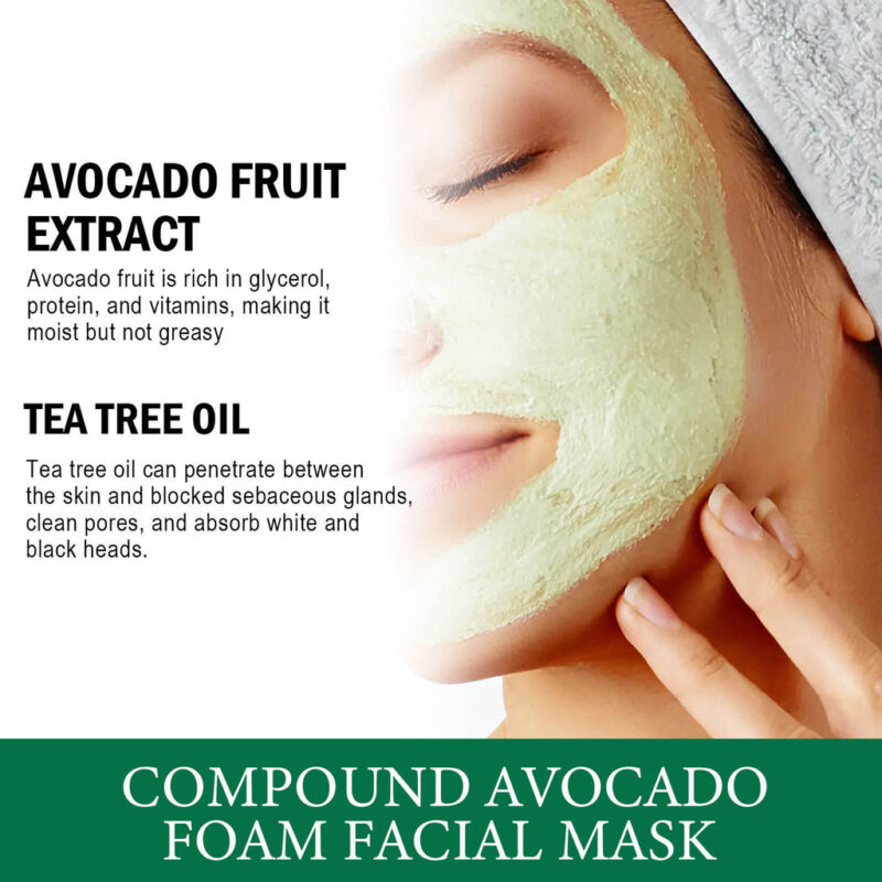 Oem Custom Logo 4g*12pcs Moisturizing Pore Cleaning Avocado Foam Face Sheet Mask Full Face Mask Facial Mask - Image 7